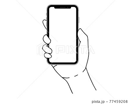 右手に持ったスマートフォンのイラスト素材