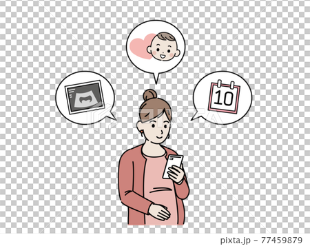 Pregnant woman echo test to confirm the expected delivery date Number of weeks of pregnancy Illustration material 77459879