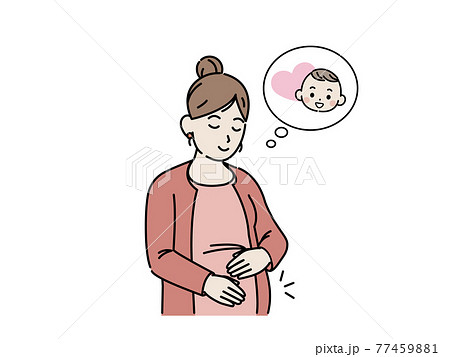 妊婦 妊娠 赤ちゃんを授かる 女性 イラスト素材のイラスト素材