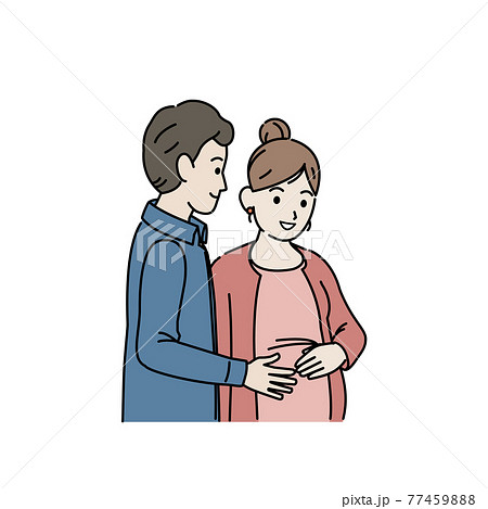 妊娠する女性 妊婦 子供を授かる 寄り添う夫婦 イラスト素材のイラスト素材