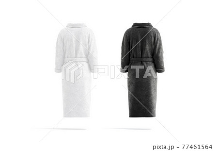 Blank black and white hotel bathrobe mockup, back view Blank black and white hotel bathrobe mockup, back view 77461564