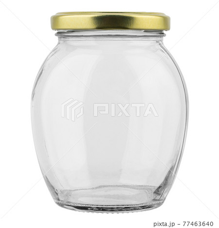 Empty jar with golden cap. Food preservation concept. 77463640