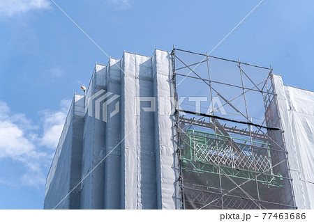 建設現場　足場　飛散防止メッシュシート 77463686
