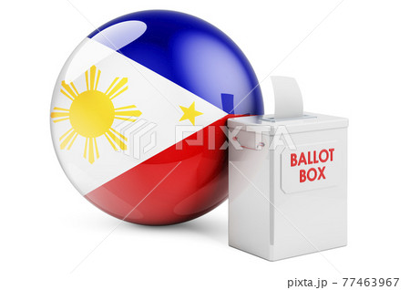 Ballot box with Filipino flag. Election in Philippines. 3D rendering Ballot box with Filipino flag. Election in Philippines. 3D rendering 77463967