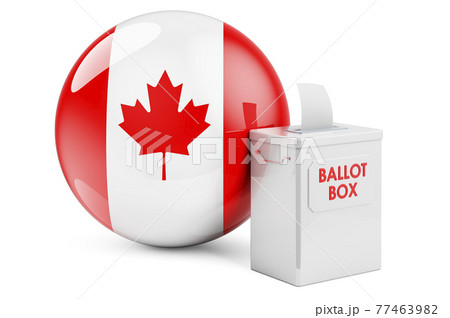 Ballot box with Canadian flag. Election in Canada. 3D rendering 77463982