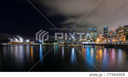 Panorama over Sydney Harbour at night Panorama over Sydney Harbour at night 77464008