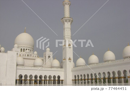 アラブ首長国連邦(UAE)豪華絢爛アブダビのシェイク・ザイード・グランド・モスクの外観 77464451