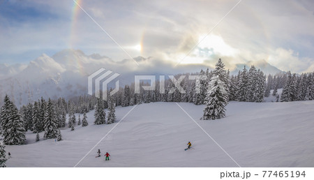 Ski slope in clear weather 77465194