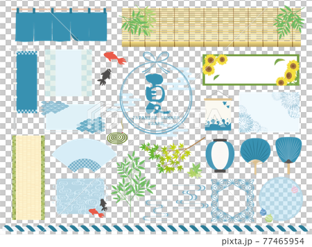 季節の和風のフレーム素材セット　夏 77465954