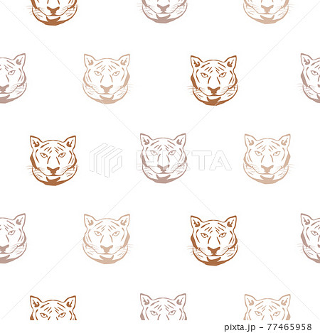 Tiger head seamless vector pattern. Silhouette wild cat animal background for print 77465958