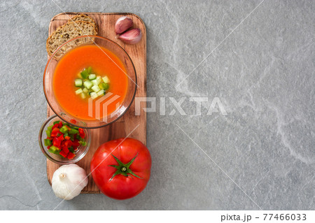 Traditional Spanish cold gazpacho soup 77466033