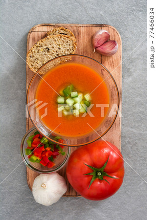 Traditional Spanish cold gazpacho soup 77466034