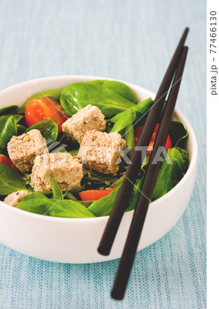 Fresh tofu salad in bowl Fresh tofu salad in bowl 77466130