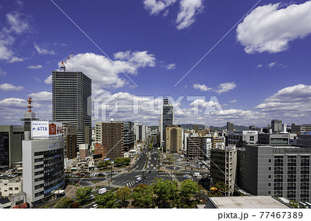 岡山市役所から市役所筋を望む　岡山県岡山市 77467389