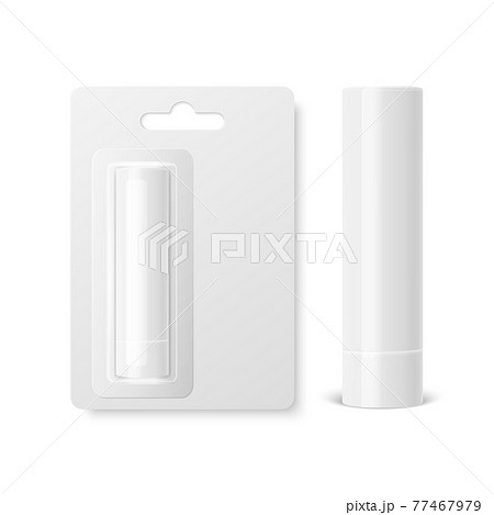 Vector Realistic 3d White Blank Closed Lip Balm Stick, Hygienic Lipstick and Blister Packaging Set Isolated. Design Template for Graphics, Vector Mockup. Cosmetic, Beauty, Makeup Concept. Front View Vector Realistic 3d White Blank Closed Lip Balm Stick, Hygienic Lipstick and Blister Packaging Set Isolated. Design Template for Graphics, Vector Mockup. Cosmetic, Beauty, Makeup Concept. Front View 77467979