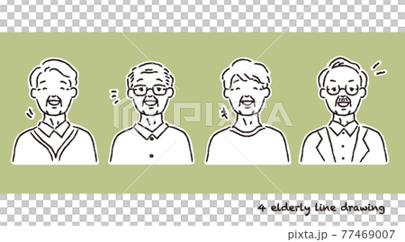 シニア男性のポジティブなセットイラスト 77469007