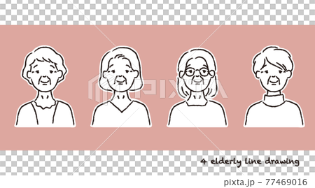 シニア女性の正面のセットイラストのイラスト素材