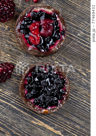 dessert of baked tartlets 77469432