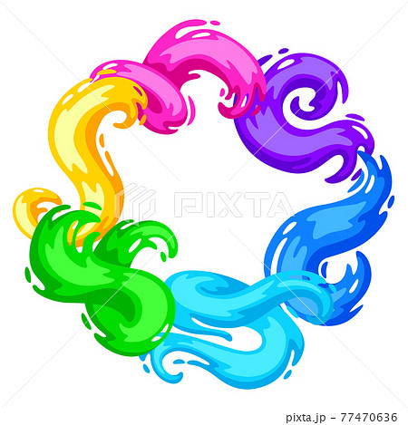 Frame with colored swirls or paint blots. 77470636