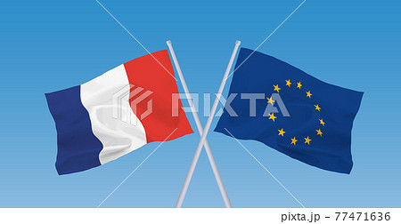 EUとフランスの旗 77471636