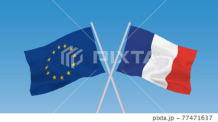 EUとフランスの旗 77471637