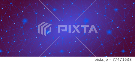 Blue purpke polygonal network grid cover in abstract style. Modern Technology line background, wallpaper. Triangle low poly concept design. Digital data vector structure. Science, tech backdrop. 77471638
