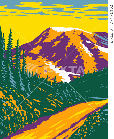 Mount Rainier National Park an Active Stratovolcano in the Cascades Located in Pierce County and Lewis County in Washington State WPA Poster Art 77471892