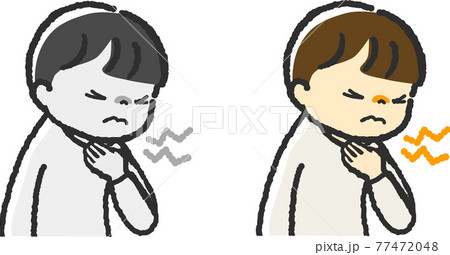 喉が痛い子どものイラスト 77472048