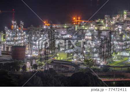 光芒の楼閣 大竹市工場夜景 光芒の楼閣 大竹市工場夜景 77472411