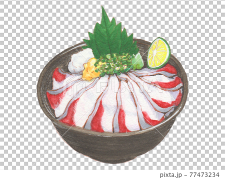 手繪食物和飲料菜單，黃尾魚碗 77473234