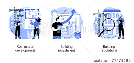 Construction project abstract concept vector illustrations. 77473599