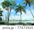 ヤシの木とシンガポールフライヤー 77473920