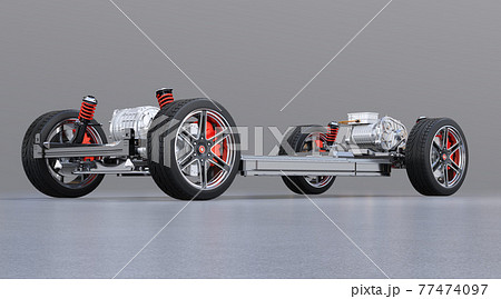 電気自動車用のプラットフォーム構造のイメージのイラスト素材