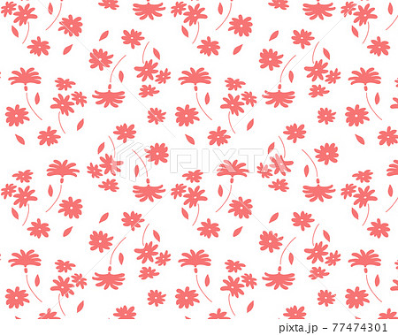 ピンクの花柄白背景 Pngあり のイラスト素材