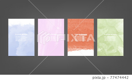 Set of colorful vector watercolor backgrounds for poster, brochure or flyer, Bundle of watercolor posters, flyers or cards. Banner template. 77474442
