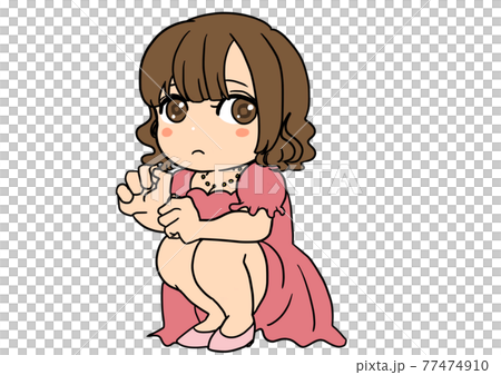 しゃがんでいるアイドルのイラスト素材