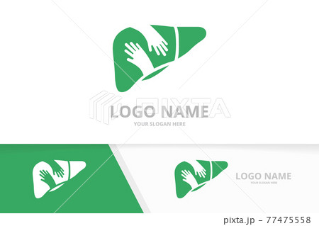 Vector liver and hands logo combination. Unique organ and embrace logotype design template. 77475558