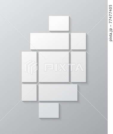 Vector empty collage nine frames, images, photos Vector empty collage nine frames, images, photos 77477405