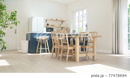 明るいダイニングキッチン 77478694