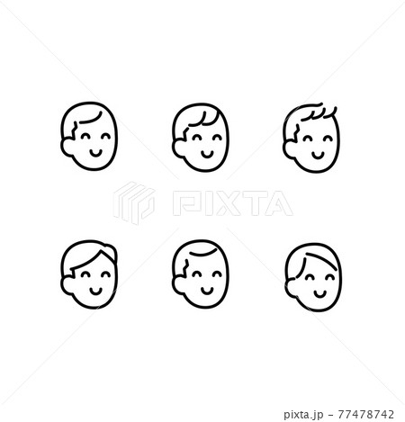 笑顔な人たち6パターンイラスト素材のイラスト素材