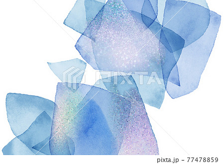背景 テクスチャ 水彩 キラキラ フレーム グリッター 青 夏の写真素材