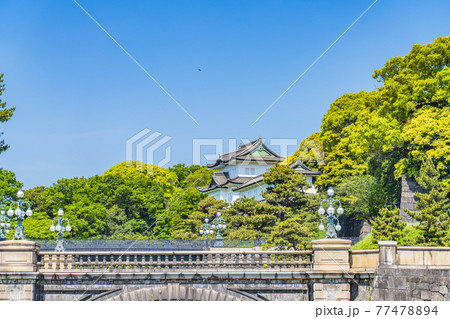 東京の都市風景 皇居外苑 二重橋と伏見櫓 東京の都市風景 皇居外苑 二重橋と伏見櫓 77478894