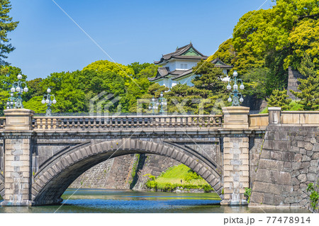 東京の都市風景 皇居外苑 二重橋と伏見櫓 東京の都市風景 皇居外苑 二重橋と伏見櫓 77478914