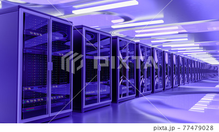 Server room data center. Backup, mining, hosting, mainframe, farm and computer rack with storage information. 3d render Server room data center. Backup, mining, hosting, mainframe, farm and computer rack with storage information. 3d render 77479028