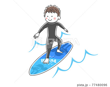 サーフィンをする男性のイラストのイラスト素材