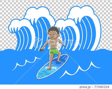 一個人在海中衝浪的插圖 一個人在海中衝浪的插圖 77480104