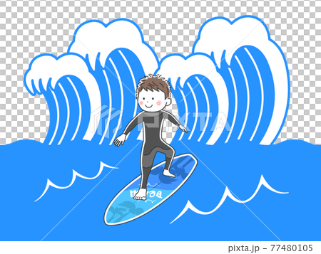 一個人在海中衝浪的插圖 一個人在海中衝浪的插圖 77480105