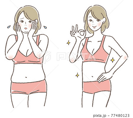 ダイエットのビフォア、アフター 77480123