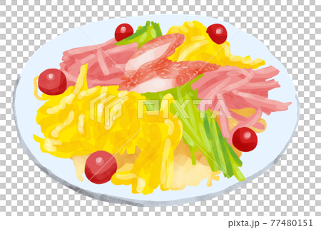 手描き水彩の冷やし中華・塗りのみ 77480151