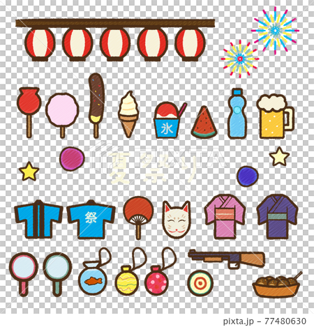 シンプルでかわいい夏祭りのイラスト 手書き風のイラスト素材 シンプルでかわいい夏祭りのイラスト 手書き風のイラスト素材